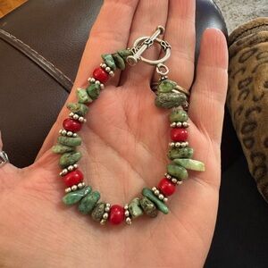925 Spiny Turquoise & Coral Bracelet